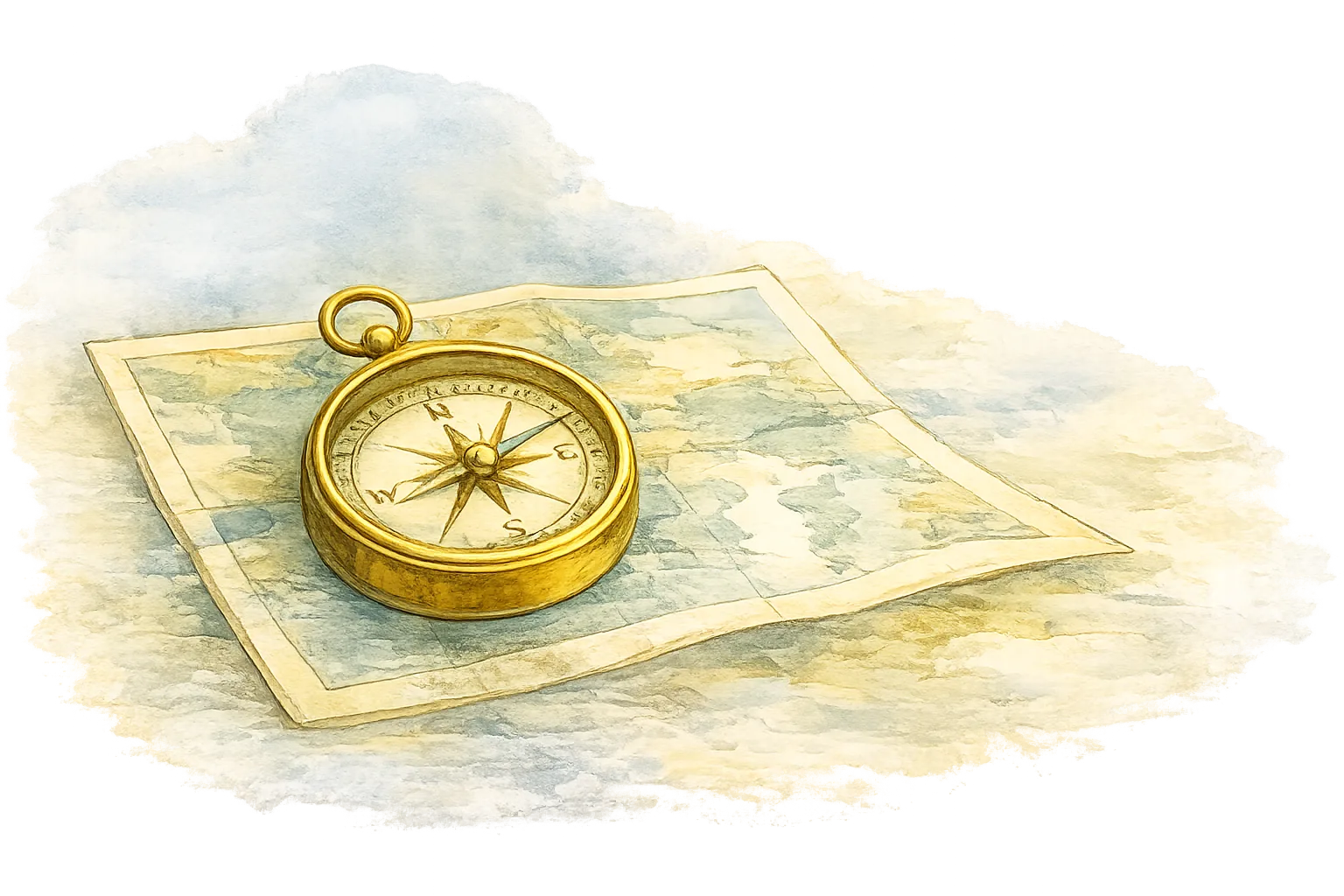 Compass on map — guidance and direction