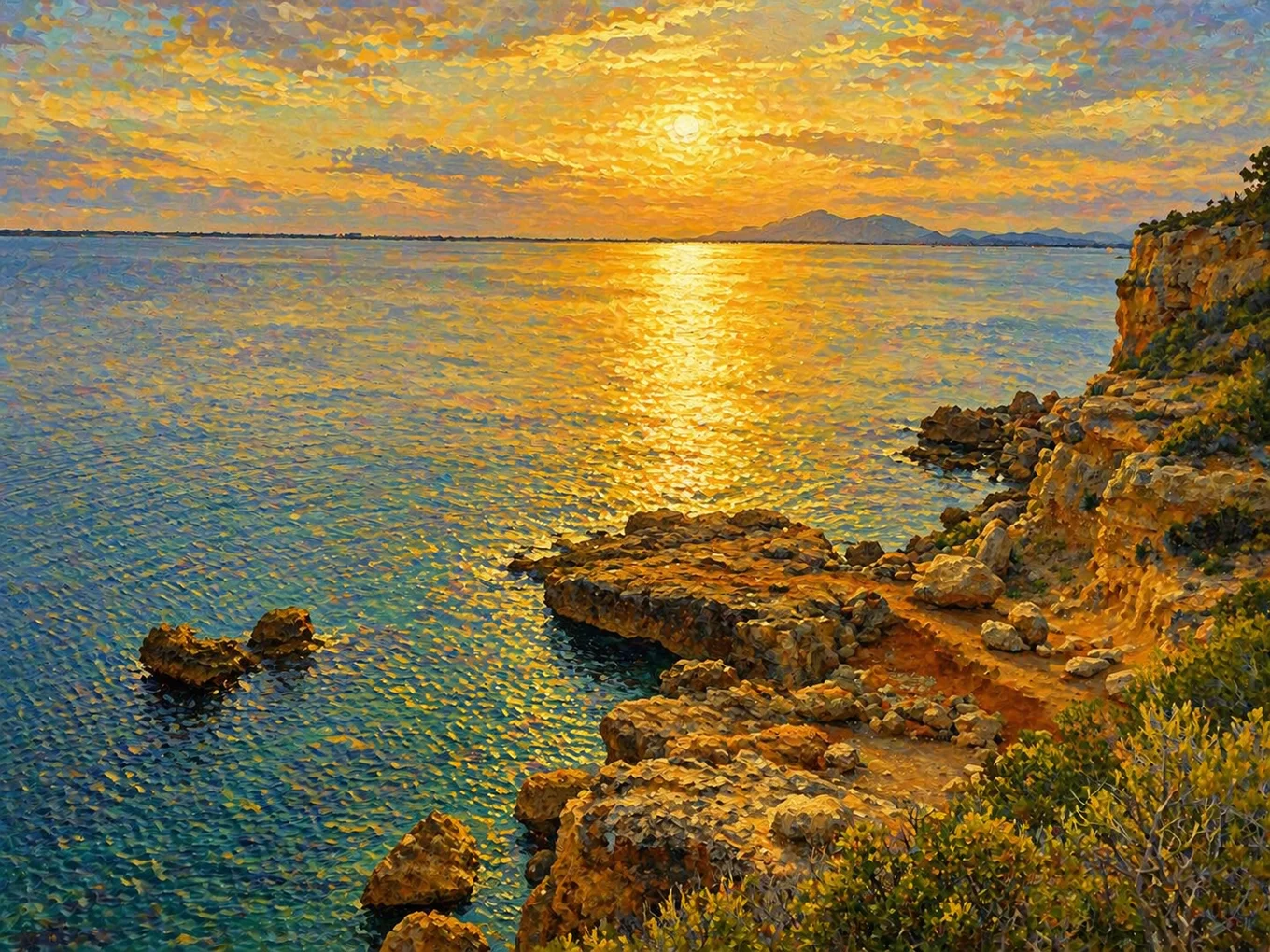 Painterly regional illustration of Western Mediterranean for Americans moving abroad with Sunshine Dream.